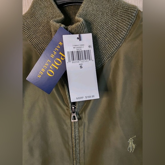 Polo Ralph Lauren Men's Olive Woven Knit Fully Lined Zipper Front Hybrid Vest - Picture 8 of 13